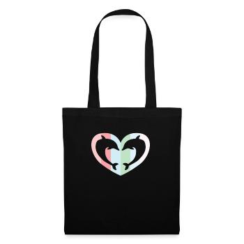 coeur cadeau dauphin amour amour animal océan vacances - Sac en tissu - noir - Devant