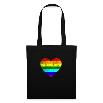 Coeur LGTB Pride gay gay arc-en-ciel - Sac en tissu - noir - Devant
