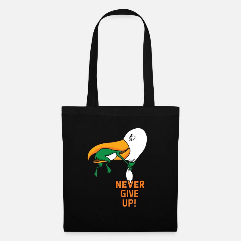 Never give up - Stoffbeutel - Schwarz
