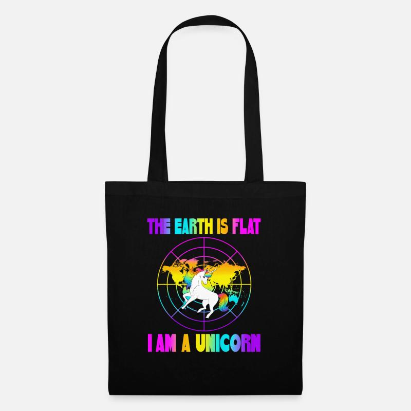 The earth is flat i am a Unicorn - Stoffbeutel - Schwarz