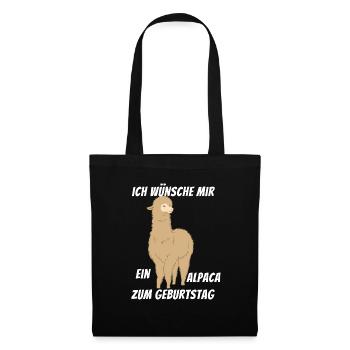 Ich wünsche mir ein Alpaka zum Geburtstag Alpaca - Stoffbeutel - Schwarz - Vorne
