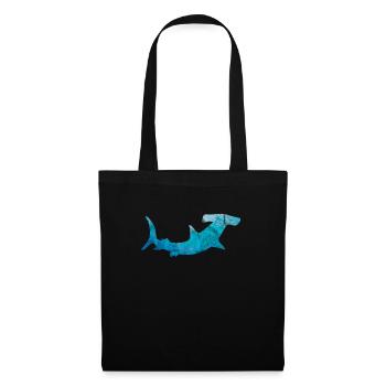 Hai Geschenk Hammerhai Fisch Meer Sohn Zoo Kontur - Stoffbeutel - Schwarz - Vorne