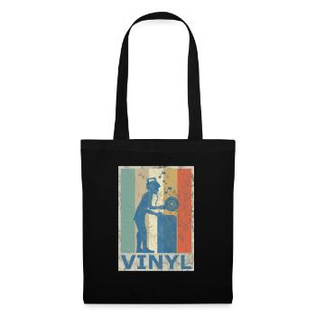 Retro Vintage Style DJ Deejee Vinyl Schallplatte - Stoffbeutel - Schwarz - Vorne