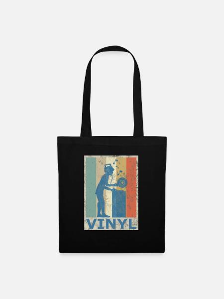Retro Vintage Style DJ Deejee Vinyl Schallplatte - Stoffbeutel - Schwarz