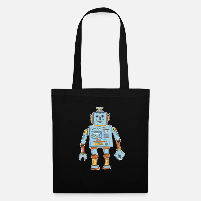 Roboter T-Shirt Kinder - Stoffbeutel - Schwarz