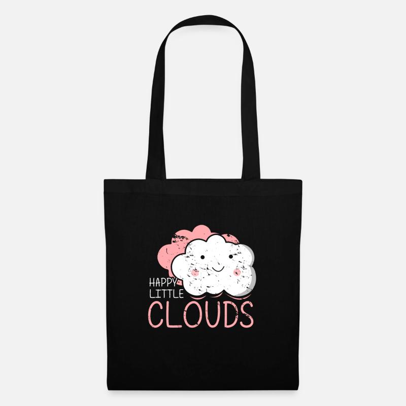 Happy Little Clouds Geschenk Süß Kinder Mädchen - Stoffbeutel - Schwarz