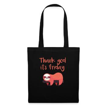 Dieu merci, son vendredi - T-shirt du week-end paresseux - Sac en tissu - noir - Devant