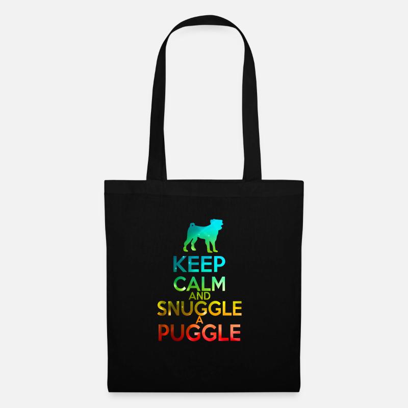 Halten Sie Ruhe und Kuscheln ein Puggle - Stoffbeutel - Schwarz