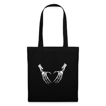 Les mains squelettiques forment un coeur - Sac en tissu - noir - Devant