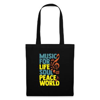 Musik fürs Leben Geschenk Frieden Welt - Stoffbeutel - Schwarz - Vorne