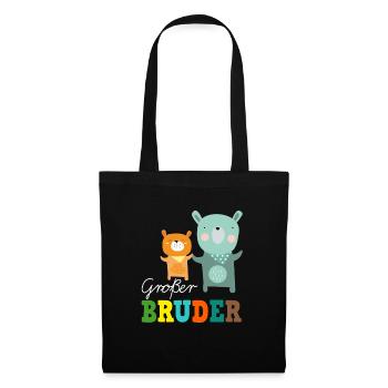 Großer Grosser Bruder Bär T-Shirt Bären - Stoffbeutel - Schwarz - Vorne