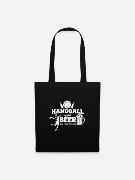 Handball und Bier - Stoffbeutel - Schwarz