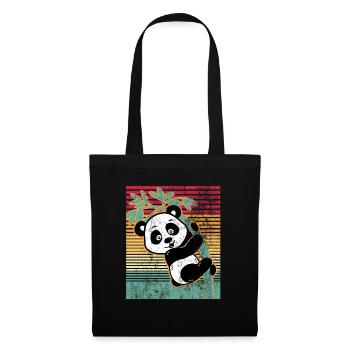 pandabär - Stoffbeutel - Schwarz - Vorne