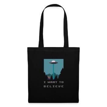 Je veux croire - le vaisseau spatial Pixelart Alien - Sac en tissu - noir - Devant