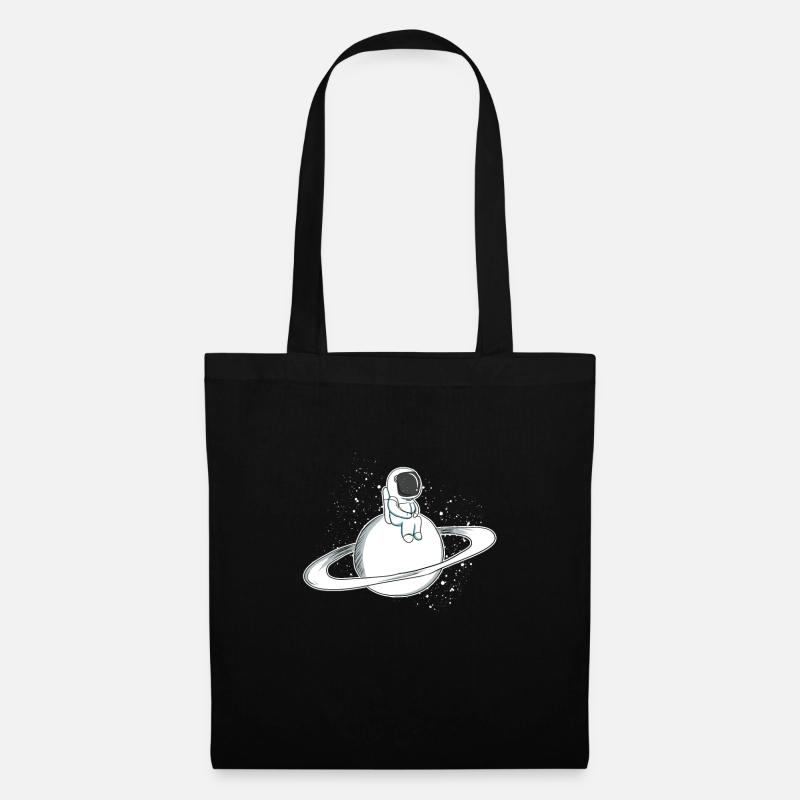 Astronaut on the Saturn T-Shirt Gift Idea - Tote Bag - black