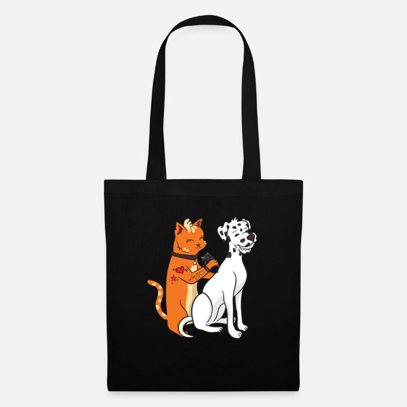 Dalmatiner Hund Tattoo Katze Lustig Geschenk - Stoffbeutel - Schwarz