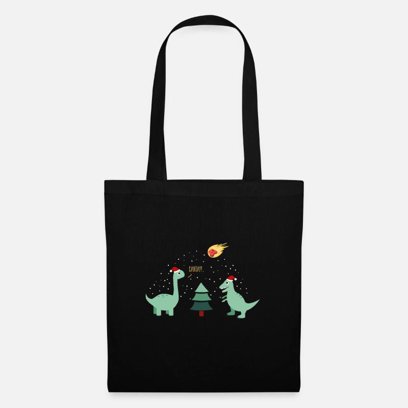 dinosaurier weihnachten - Stoffbeutel - Schwarz