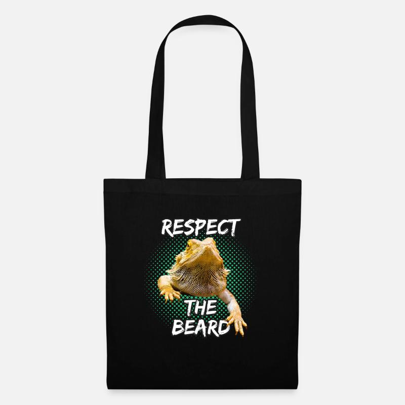 Respect The Beard Bearded Dragon Bartagame Echse - Stoffbeutel - Schwarz