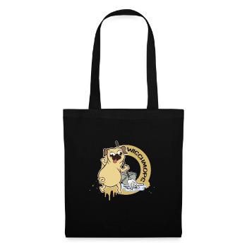 Wischmop Wischen Hunde Haushalt Hund Mops Geschenk - Stoffbeutel - Schwarz - Vorne