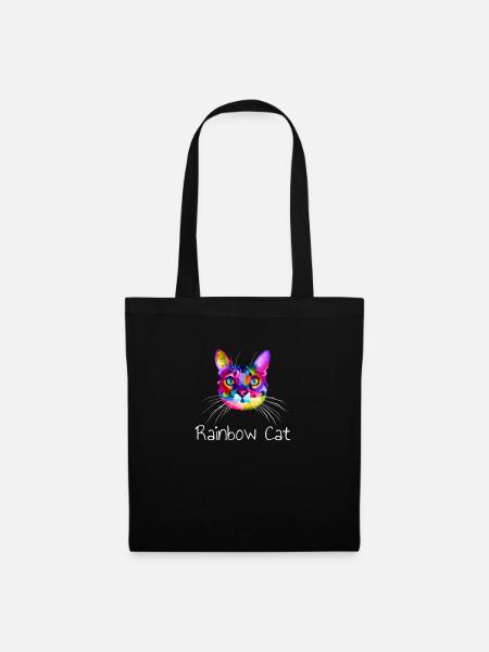 Regenbogen Katze - Stoffbeutel - Schwarz