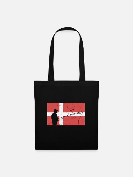 Dänemark Angelurlaub Dänische Flagge Geschenk - Stoffbeutel - Schwarz