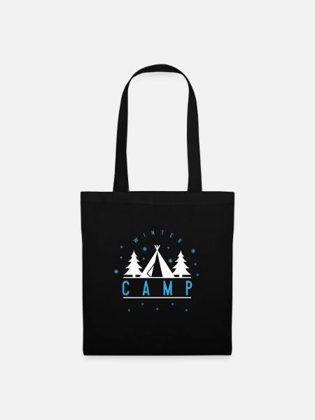 Winter Camp Zelt Berge Tal Wald Geschenk - Stoffbeutel - Schwarz