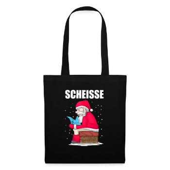 Scheisse Weihnachtsmann Anti Weihnachten Geschenk - Stoffbeutel - Schwarz - Vorne