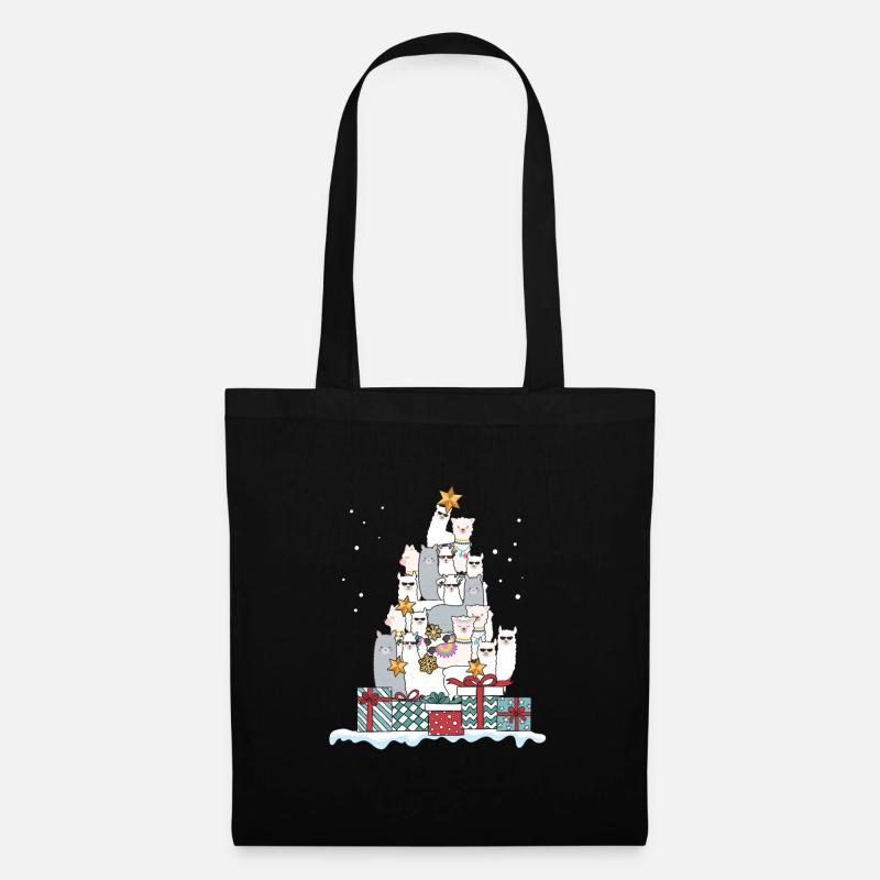 Lama Alpaka Vikunja Weihnachten Geschenk - Stoffbeutel - Schwarz