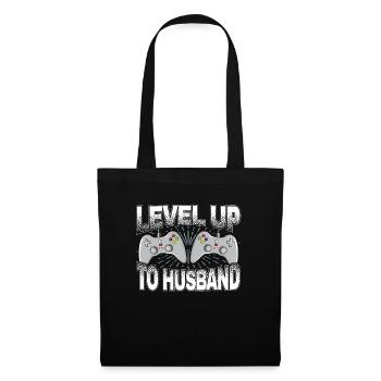 Level Up Husband Verlobter Gamer Verlobung - Stoffbeutel - Schwarz - Vorne
