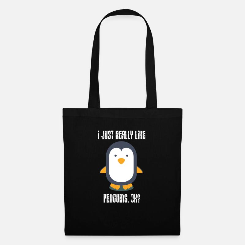 Süßes I Just Really Like Penguins Kinder Design - Stoffbeutel - Schwarz