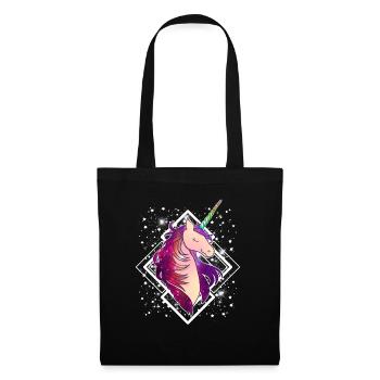 Funkelndes und schillerndes Einhorn-lustiges magisches Geschenk - Stoffbeutel - Schwarz - Vorne