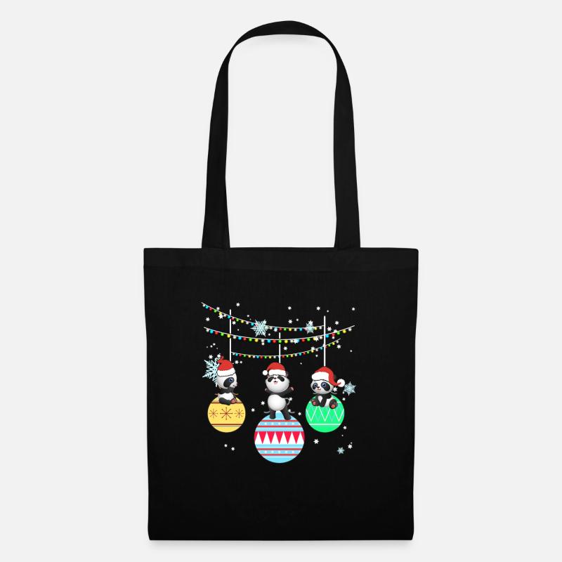 Panda Pandabär Tier Weihnachten Geschenk - Stoffbeutel - Schwarz
