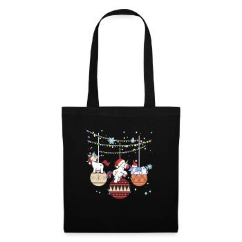 Einhorn Einhörner Santa Weihnachten Geschenk - Stoffbeutel - Schwarz - Vorne