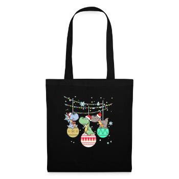 Dinosaurier T-Rex Santa Weihnachten Geschenk - Stoffbeutel - Schwarz - Vorne