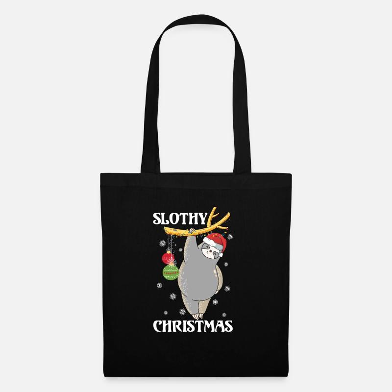 Faultier Weihnachten - Stoffbeutel - Schwarz