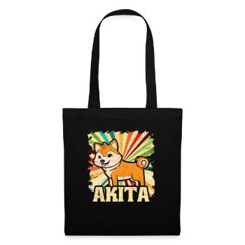 Akita Hundebesitzer Retro Vintage Geschenk - Stoffbeutel - Schwarz - Vorne