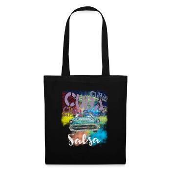Salsa Cuba Havanna T-Shirt für Salsa Timba Tänzer - Stoffbeutel - Schwarz - Vorne