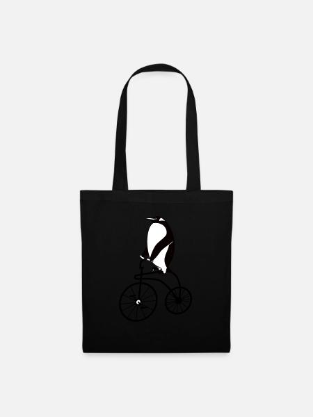 pinguin fahrrad geschenk - Stoffbeutel - Schwarz
