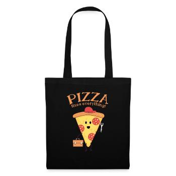 pizza - Stoffbeutel - Schwarz - Vorne