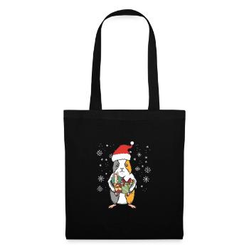 Meerschweinchen Tier Weihnachten Santa Geschenk - Stoffbeutel - Schwarz - Vorne