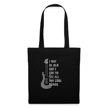 Rock and Roll Guitare Bassiste Musique Rétro Vintage - Sac en tissu - noir - Devant