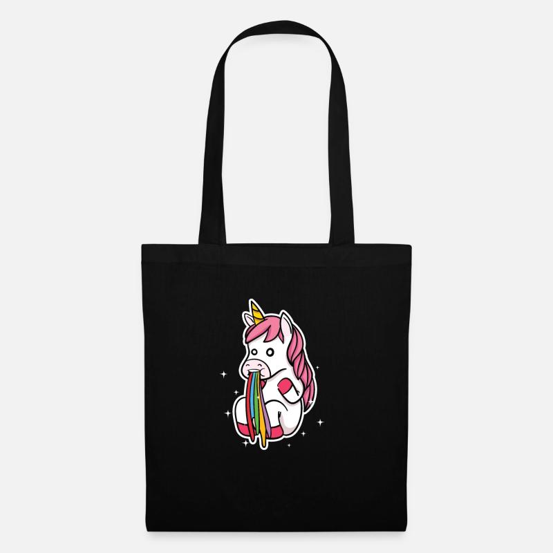 Einhorn Regenbogen Bunte Kotze Übergeben Geschenk - Stoffbeutel - Schwarz