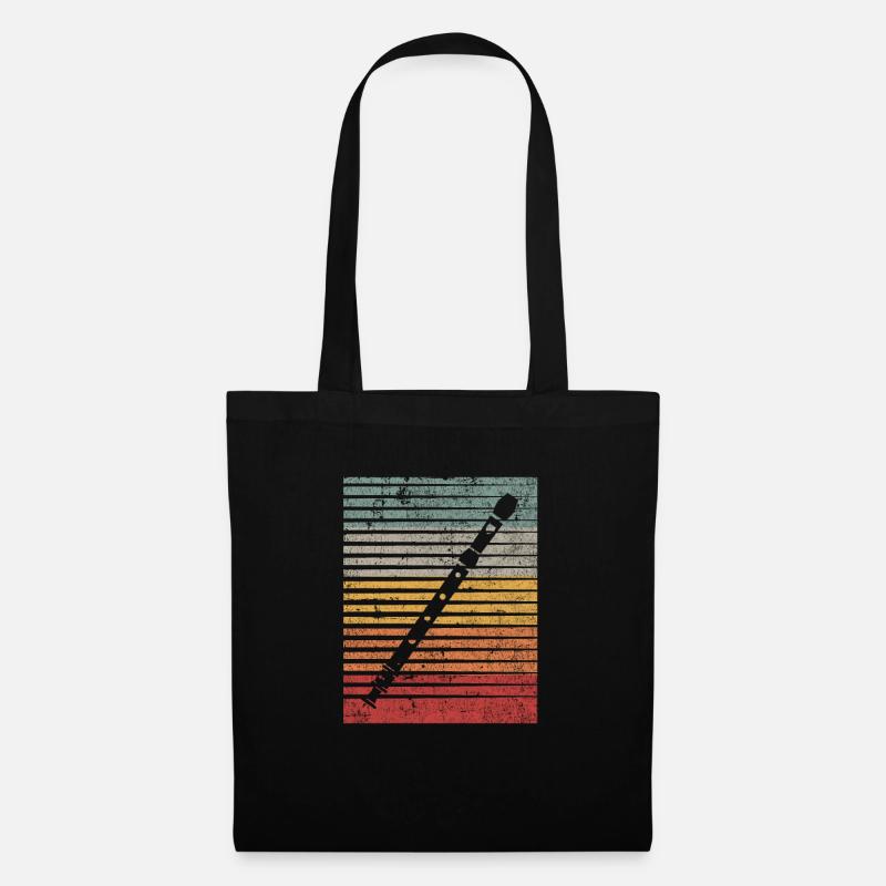 Flöte Musiker Querflöte Geschenk Geschenkidee - Stoffbeutel - Schwarz