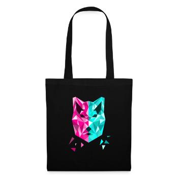 Chien bicolore - animal - Sac en tissu - noir - Devant