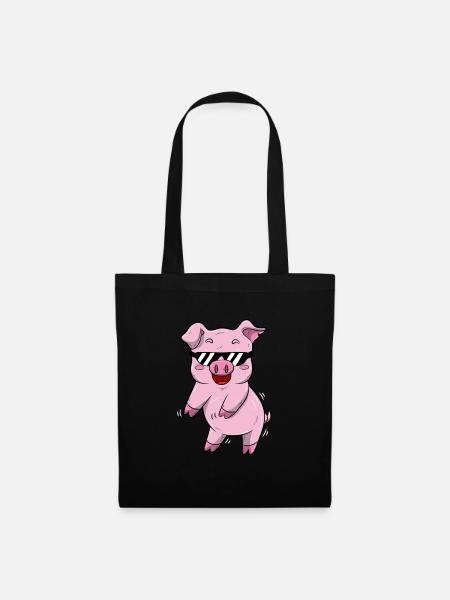Flossing Schwein Floss Tanz Flossin Schweinchen - Stoffbeutel - Schwarz
