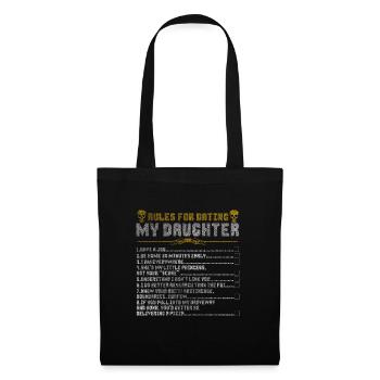 Dad Daughter Gift Rules Heart Love - Tote Bag - black - Front
