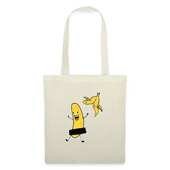 Striptease Banane | Bananen Humor Geschenk Party - Stoffbeutel - Natur - Vorne
