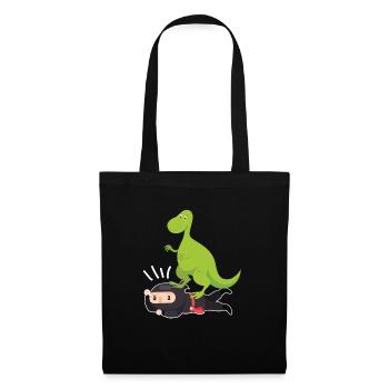 Samurai Ninja avec dinosaure - Sac en tissu - noir - Devant