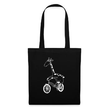 Giraffe auf dem Fahrrad - Stoffbeutel - Schwarz - Vorne