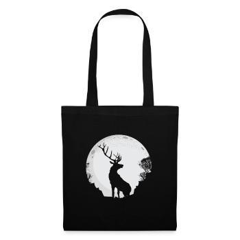 Cerf lune nuit forêt paix calme - Sac en tissu - noir - Devant
